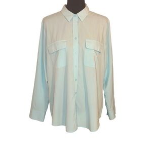 Chicos Mint Green Button Down No Iron Long Sleeve Modal Blend Top Sz 3 US XL EUC
